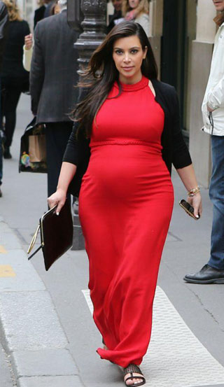 News Kim Kardashian lifestyle pregnancy in red photo dress 6