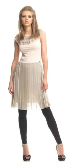 Dress pleated beige Fornarina spring summer 2013