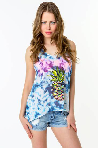 Tally-Weijl-Blue-Colorful-Pineapple-Print-Top