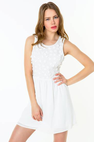 Tally-Weijl-White-3D-Floral-Skater-Dress