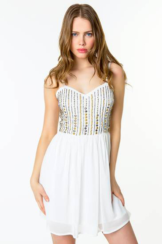 Tally-Weijl-White-Embellished-Sheer-Overlay-Dress