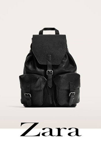 mens leather backpack zara